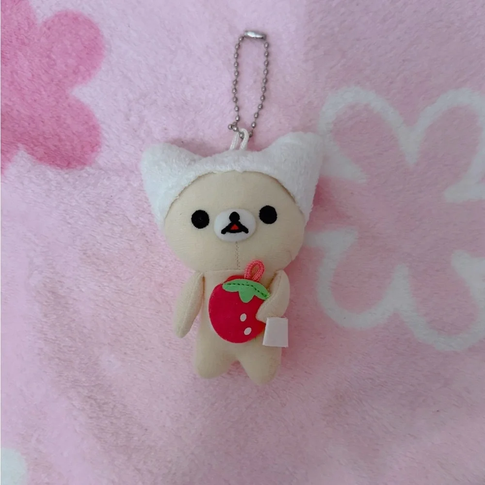 Korilakkuma Strawberry Keychain Bunny Plush